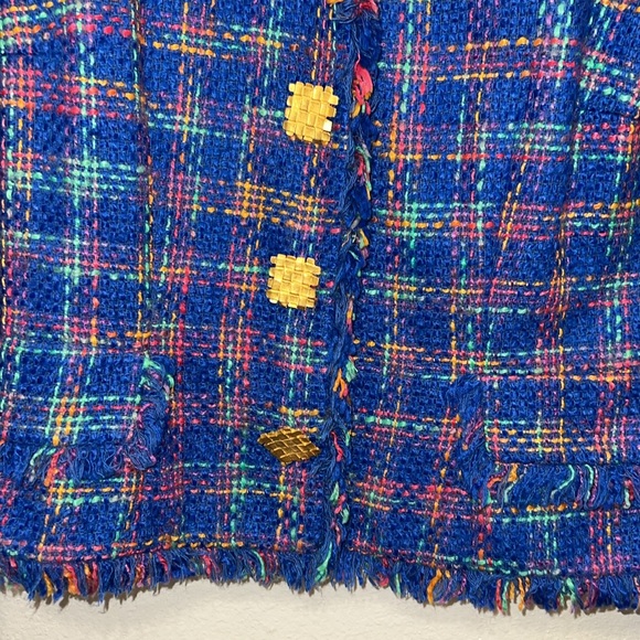 Vintage Maggy London Blue Plaid Tweed Blazer Jacket - Picture 6 of 11